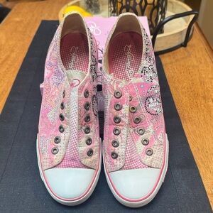 Ed Hardy Women's Fuschia LR Rhinestone Sneakers Sz 9
